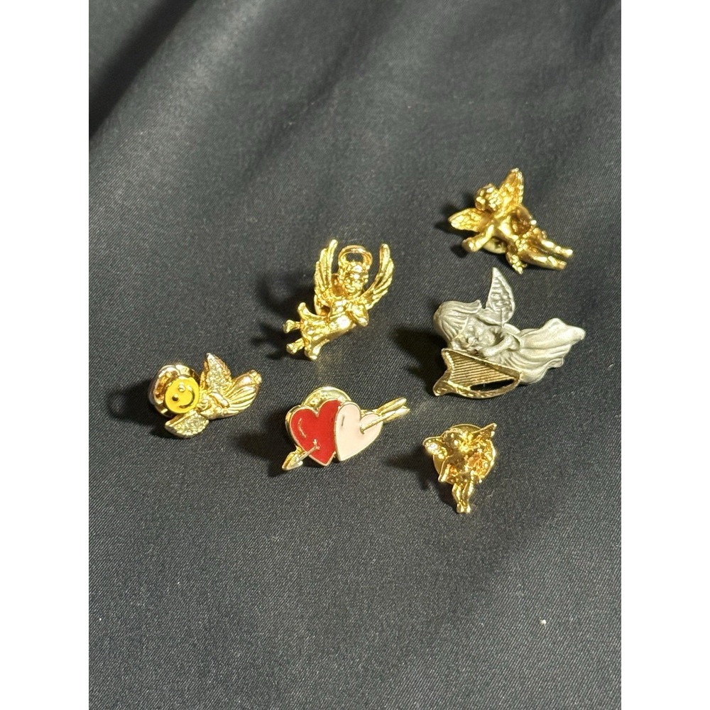 6 VTG‎ Guardian Angel Lapel – Hat Pins Enamel Silver & Gold Tone